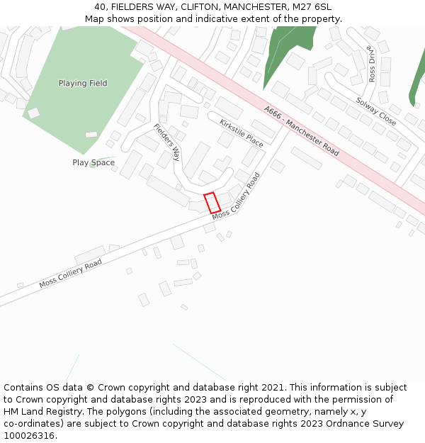 40, FIELDERS WAY, CLIFTON, MANCHESTER, M27 6SL: Location map and indicative extent of plot