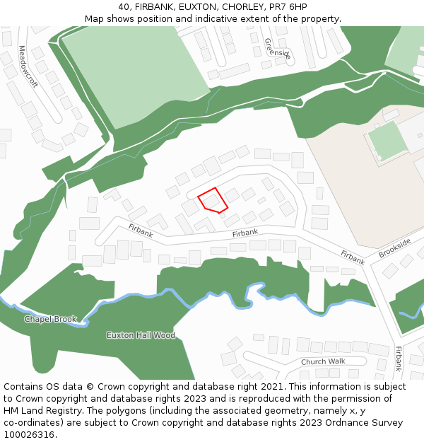 40, FIRBANK, EUXTON, CHORLEY, PR7 6HP: Location map and indicative extent of plot