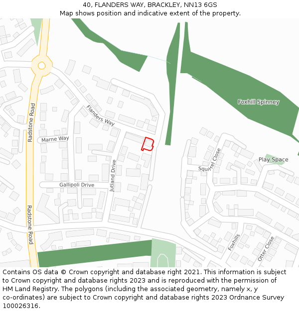 40, FLANDERS WAY, BRACKLEY, NN13 6GS: Location map and indicative extent of plot