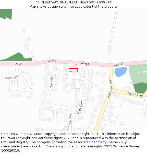 40, FLEET WAY, SHALFLEET, NEWPORT, PO30 4PR: Location map and indicative extent of plot