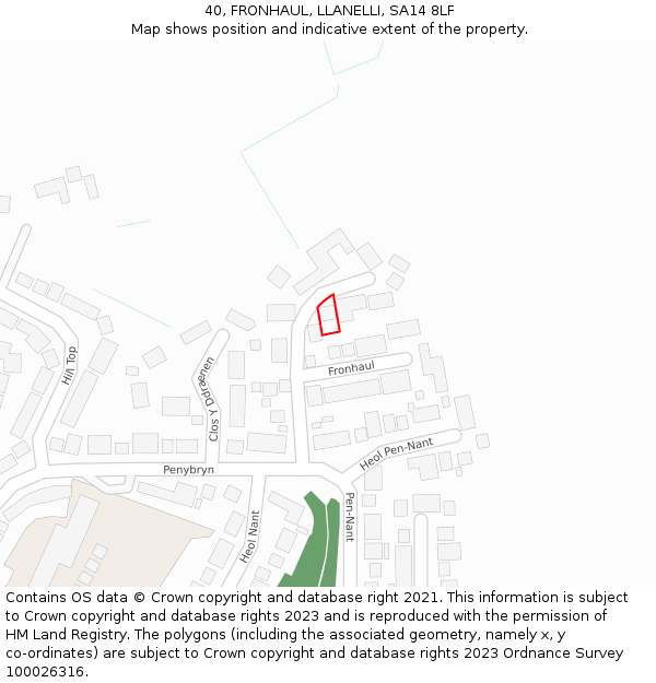 40, FRONHAUL, LLANELLI, SA14 8LF: Location map and indicative extent of plot