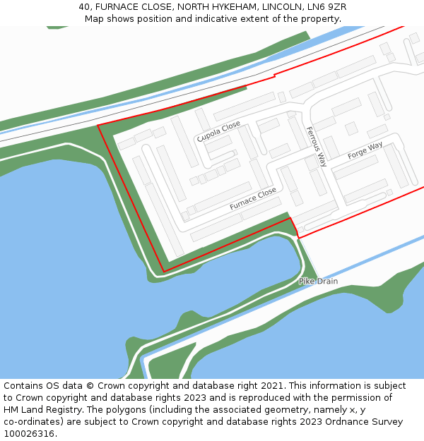 40, FURNACE CLOSE, NORTH HYKEHAM, LINCOLN, LN6 9ZR: Location map and indicative extent of plot