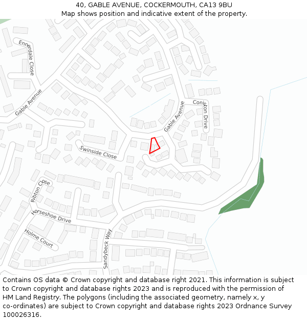 40, GABLE AVENUE, COCKERMOUTH, CA13 9BU: Location map and indicative extent of plot