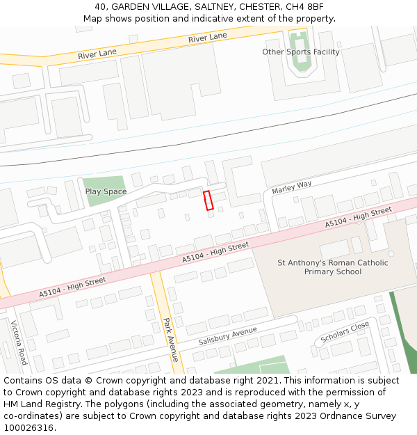 40, GARDEN VILLAGE, SALTNEY, CHESTER, CH4 8BF: Location map and indicative extent of plot