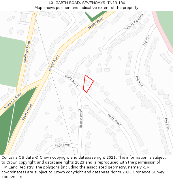 40, GARTH ROAD, SEVENOAKS, TN13 1RX: Location map and indicative extent of plot