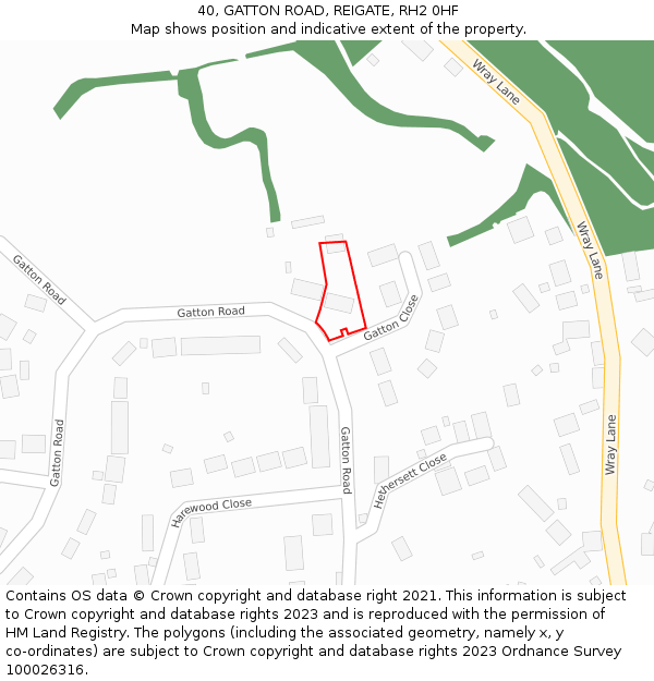 40, GATTON ROAD, REIGATE, RH2 0HF: Location map and indicative extent of plot