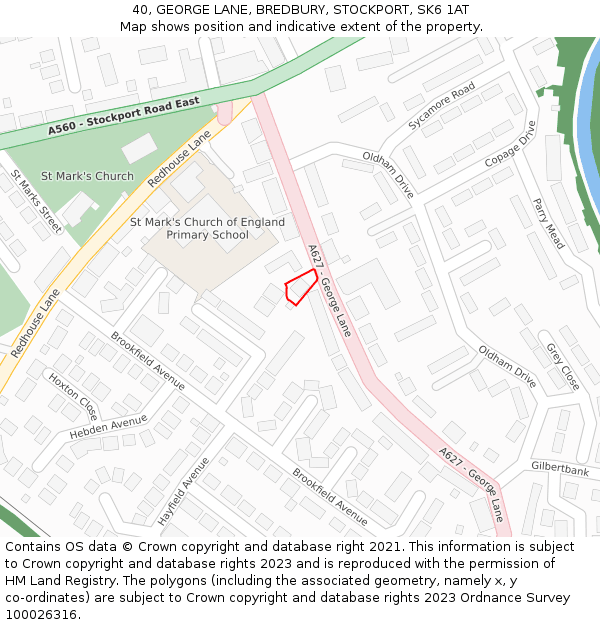 40, GEORGE LANE, BREDBURY, STOCKPORT, SK6 1AT: Location map and indicative extent of plot