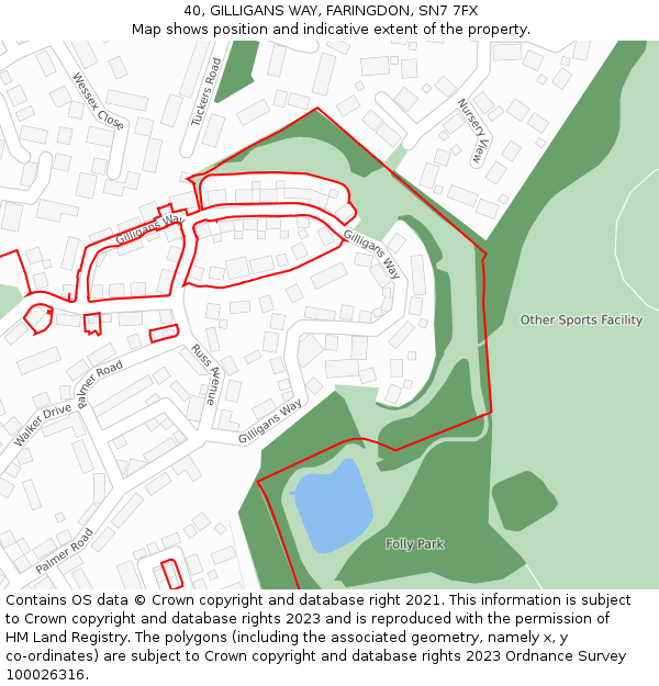 40, GILLIGANS WAY, FARINGDON, SN7 7FX: Location map and indicative extent of plot