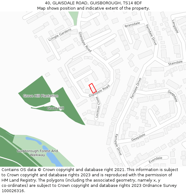 40, GLAISDALE ROAD, GUISBOROUGH, TS14 8DF: Location map and indicative extent of plot