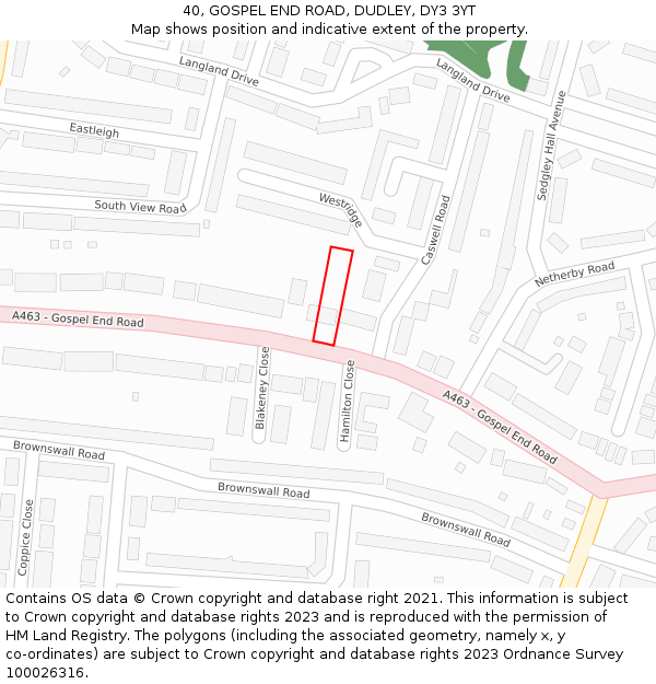 40, GOSPEL END ROAD, DUDLEY, DY3 3YT: Location map and indicative extent of plot