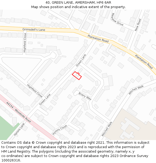 40, GREEN LANE, AMERSHAM, HP6 6AR: Location map and indicative extent of plot