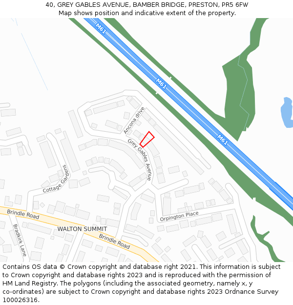 40, GREY GABLES AVENUE, BAMBER BRIDGE, PRESTON, PR5 6FW: Location map and indicative extent of plot