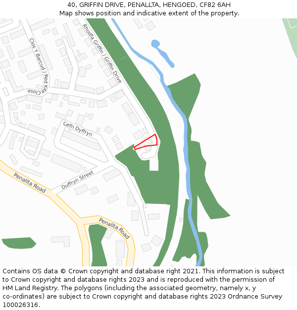 40, GRIFFIN DRIVE, PENALLTA, HENGOED, CF82 6AH: Location map and indicative extent of plot