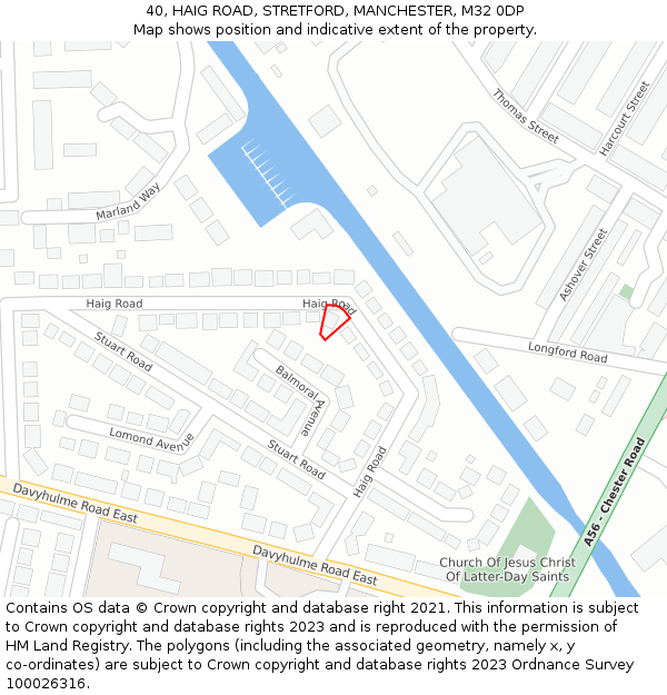 40, HAIG ROAD, STRETFORD, MANCHESTER, M32 0DP: Location map and indicative extent of plot