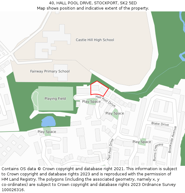 40, HALL POOL DRIVE, STOCKPORT, SK2 5ED: Location map and indicative extent of plot