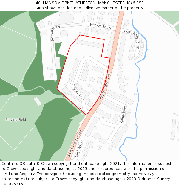 40, HANSOM DRIVE, ATHERTON, MANCHESTER, M46 0SE: Location map and indicative extent of plot