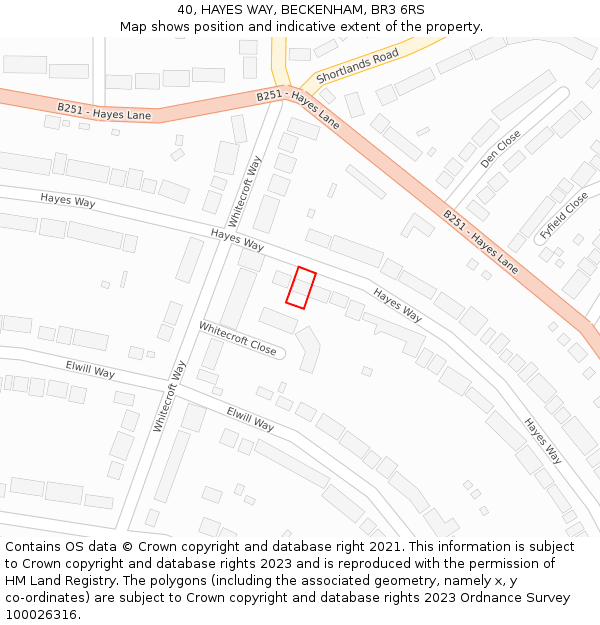 40, HAYES WAY, BECKENHAM, BR3 6RS: Location map and indicative extent of plot