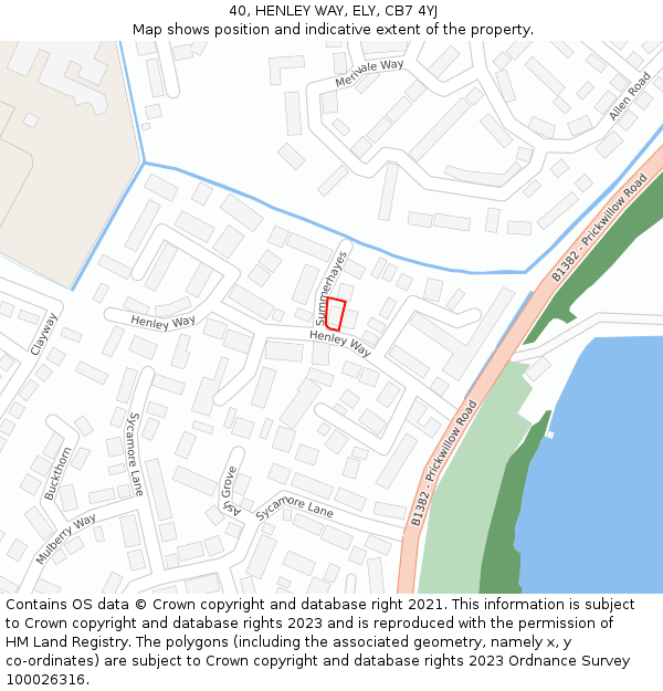 40, HENLEY WAY, ELY, CB7 4YJ: Location map and indicative extent of plot