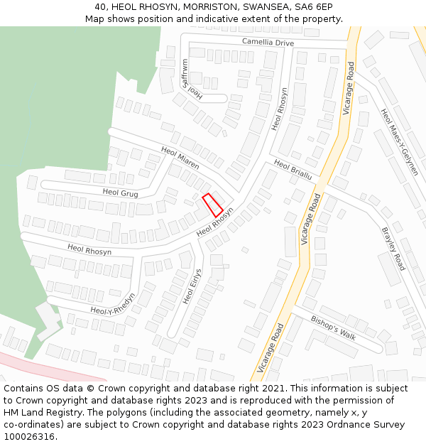 40, HEOL RHOSYN, MORRISTON, SWANSEA, SA6 6EP: Location map and indicative extent of plot