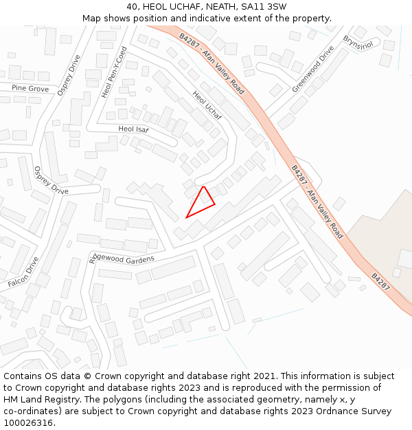 40, HEOL UCHAF, NEATH, SA11 3SW: Location map and indicative extent of plot