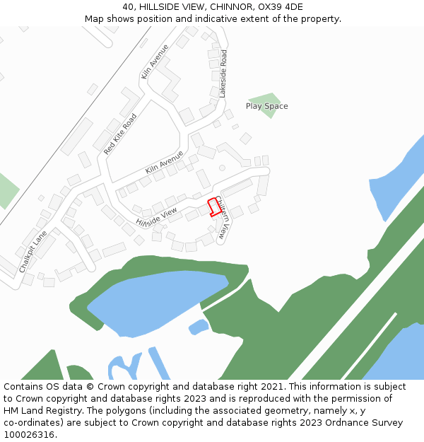 40, HILLSIDE VIEW, CHINNOR, OX39 4DE: Location map and indicative extent of plot