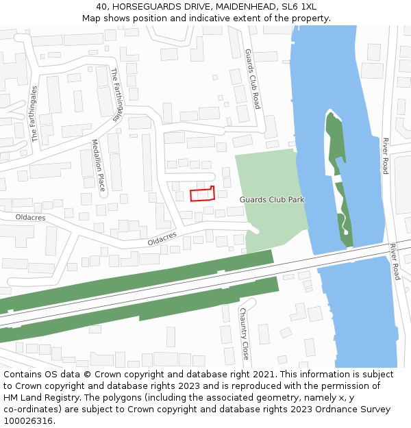 40, HORSEGUARDS DRIVE, MAIDENHEAD, SL6 1XL: Location map and indicative extent of plot