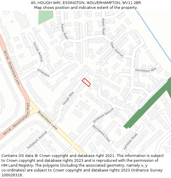 40, HOUGH WAY, ESSINGTON, WOLVERHAMPTON, WV11 2BR: Location map and indicative extent of plot