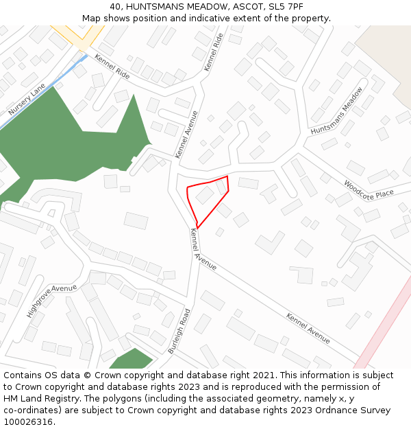 40, HUNTSMANS MEADOW, ASCOT, SL5 7PF: Location map and indicative extent of plot