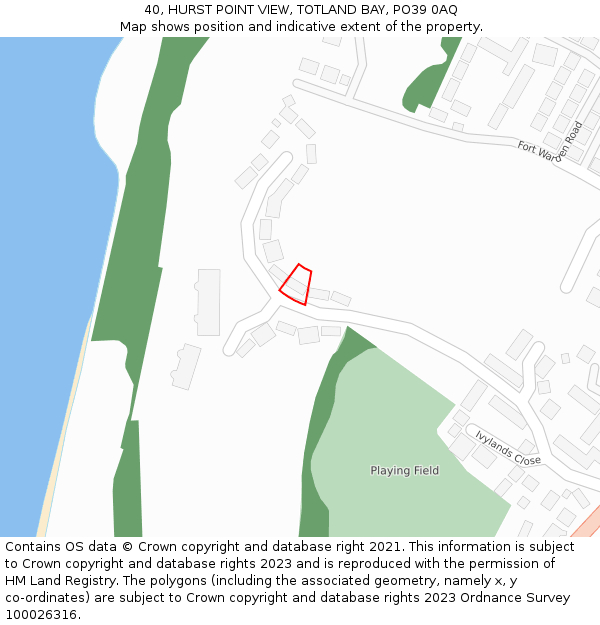 40, HURST POINT VIEW, TOTLAND BAY, PO39 0AQ: Location map and indicative extent of plot