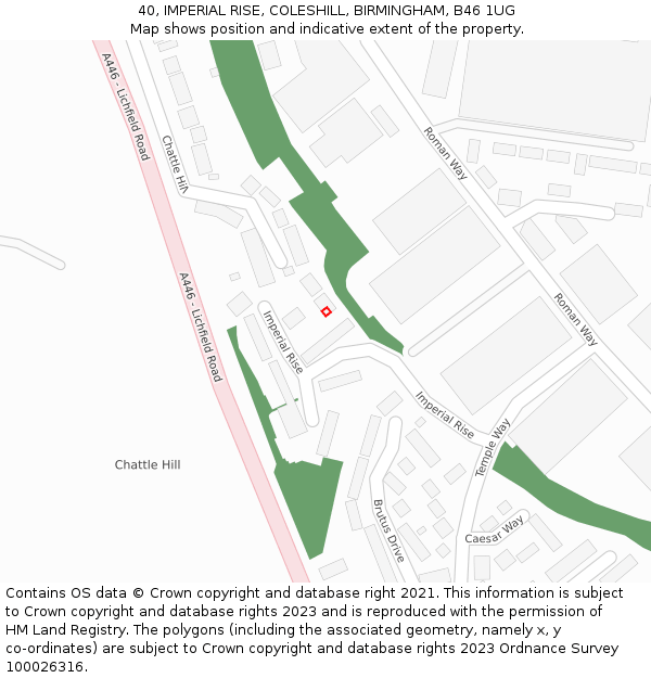 40, IMPERIAL RISE, COLESHILL, BIRMINGHAM, B46 1UG: Location map and indicative extent of plot