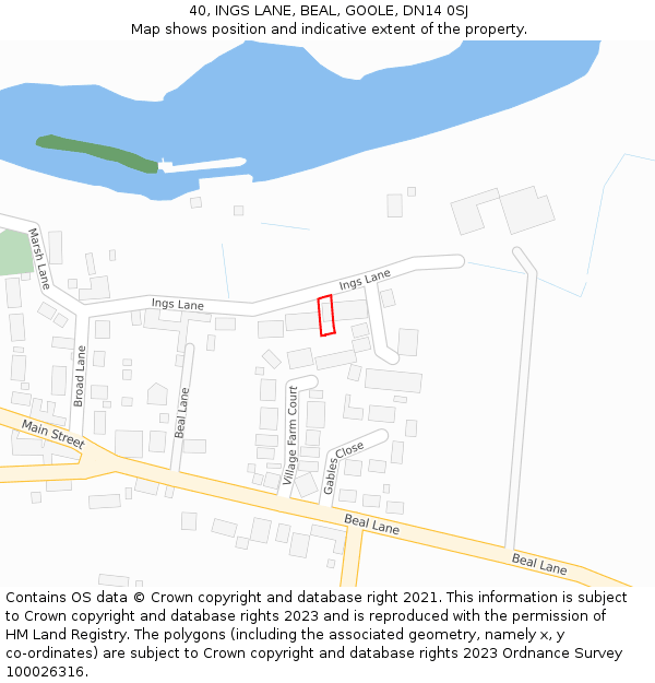 40, INGS LANE, BEAL, GOOLE, DN14 0SJ: Location map and indicative extent of plot