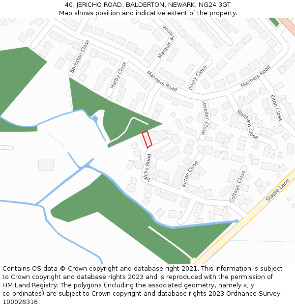 40, JERICHO ROAD, BALDERTON, NEWARK, NG24 3GT: Location map and indicative extent of plot