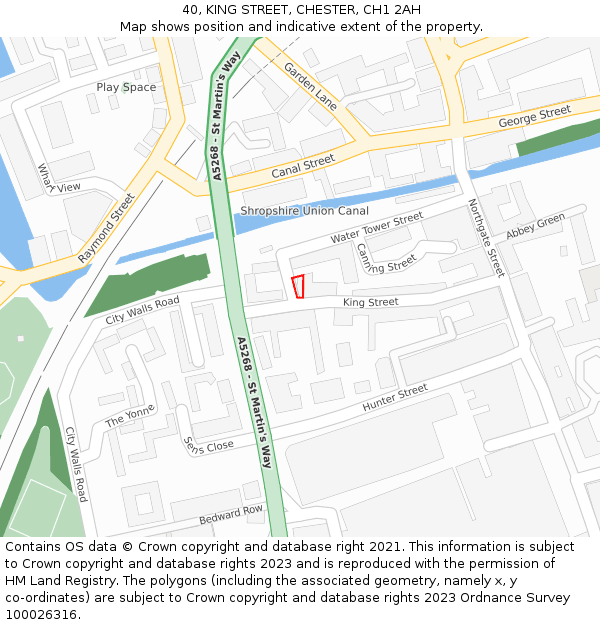 40, KING STREET, CHESTER, CH1 2AH: Location map and indicative extent of plot