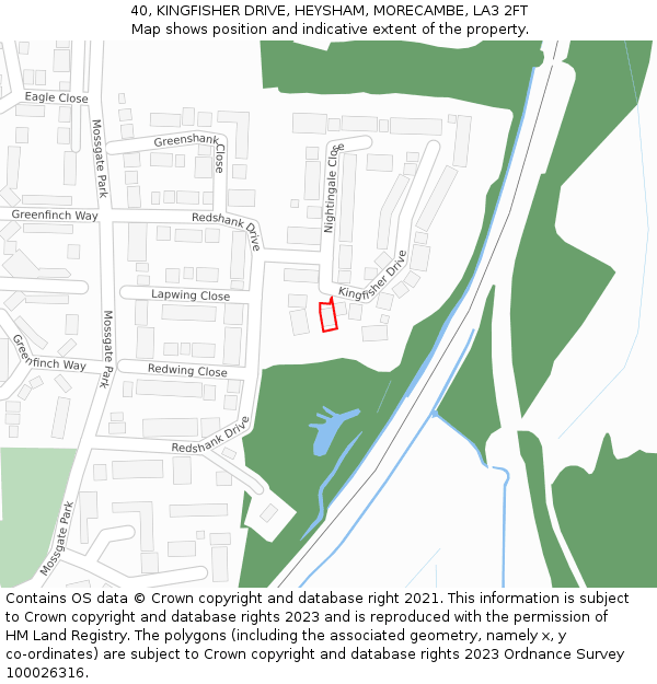 40, KINGFISHER DRIVE, HEYSHAM, MORECAMBE, LA3 2FT: Location map and indicative extent of plot