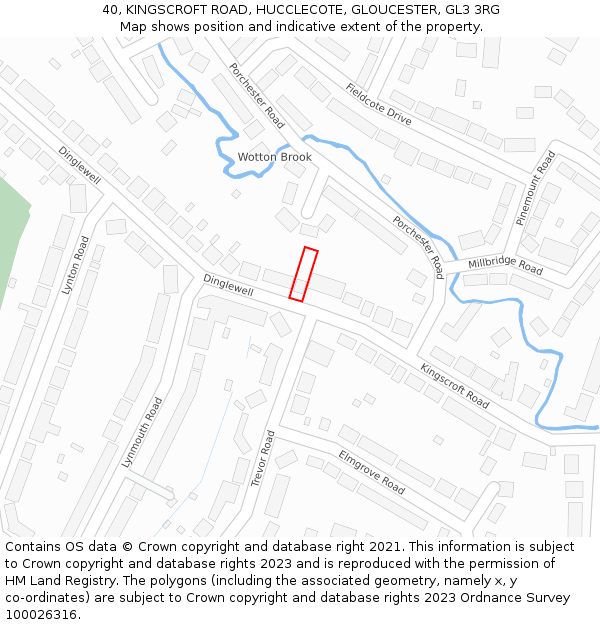 40, KINGSCROFT ROAD, HUCCLECOTE, GLOUCESTER, GL3 3RG: Location map and indicative extent of plot