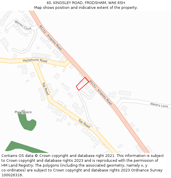 40, KINGSLEY ROAD, FRODSHAM, WA6 6SH: Location map and indicative extent of plot