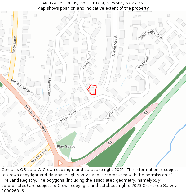 40, LACEY GREEN, BALDERTON, NEWARK, NG24 3NJ: Location map and indicative extent of plot