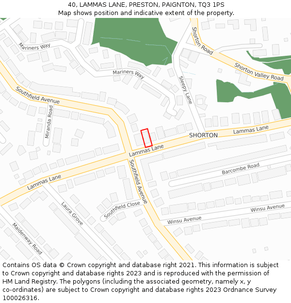 40, LAMMAS LANE, PRESTON, PAIGNTON, TQ3 1PS: Location map and indicative extent of plot