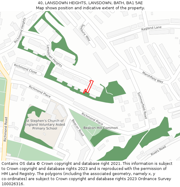 40, LANSDOWN HEIGHTS, LANSDOWN, BATH, BA1 5AE: Location map and indicative extent of plot