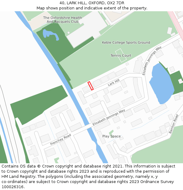 40, LARK HILL, OXFORD, OX2 7DR: Location map and indicative extent of plot