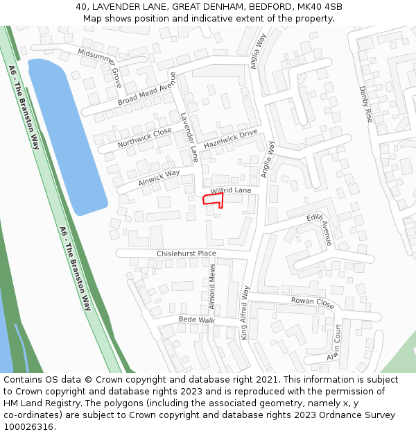 40, LAVENDER LANE, GREAT DENHAM, BEDFORD, MK40 4SB: Location map and indicative extent of plot