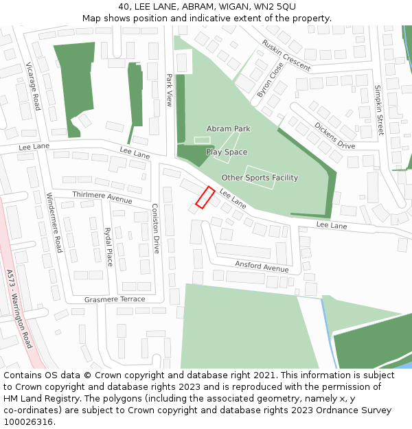 40, LEE LANE, ABRAM, WIGAN, WN2 5QU: Location map and indicative extent of plot