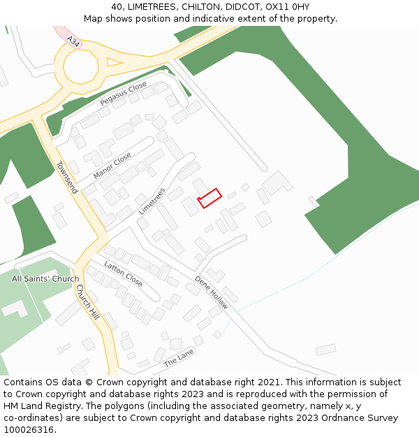 40, LIMETREES, CHILTON, DIDCOT, OX11 0HY: Location map and indicative extent of plot