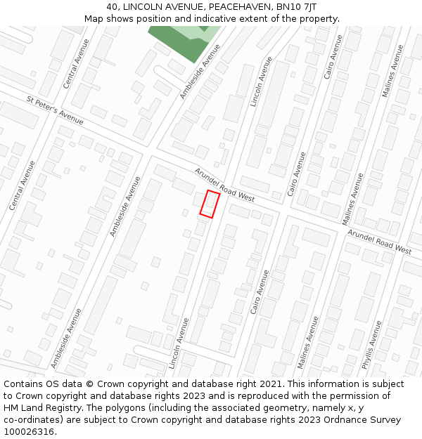 40, LINCOLN AVENUE, PEACEHAVEN, BN10 7JT: Location map and indicative extent of plot