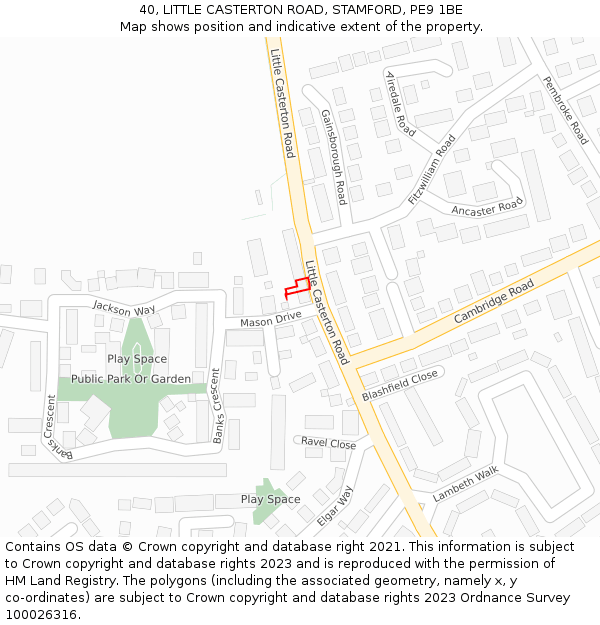 40, LITTLE CASTERTON ROAD, STAMFORD, PE9 1BE: Location map and indicative extent of plot