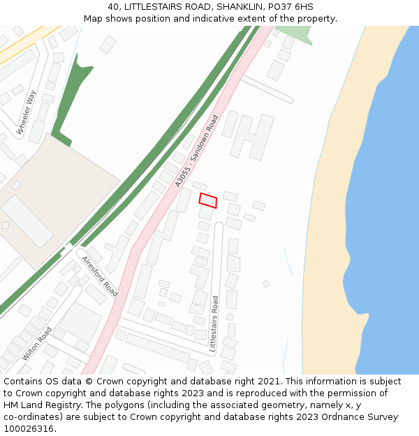 40, LITTLESTAIRS ROAD, SHANKLIN, PO37 6HS: Location map and indicative extent of plot