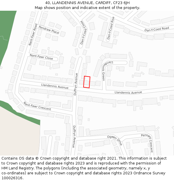 40, LLANDENNIS AVENUE, CARDIFF, CF23 6JH: Location map and indicative extent of plot