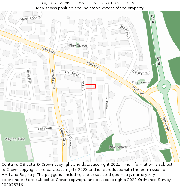 40, LON LAFANT, LLANDUDNO JUNCTION, LL31 9GF: Location map and indicative extent of plot