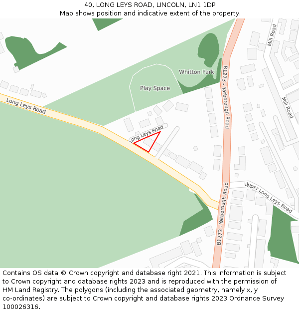 40, LONG LEYS ROAD, LINCOLN, LN1 1DP: Location map and indicative extent of plot