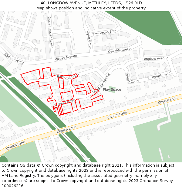 40, LONGBOW AVENUE, METHLEY, LEEDS, LS26 9LD: Location map and indicative extent of plot